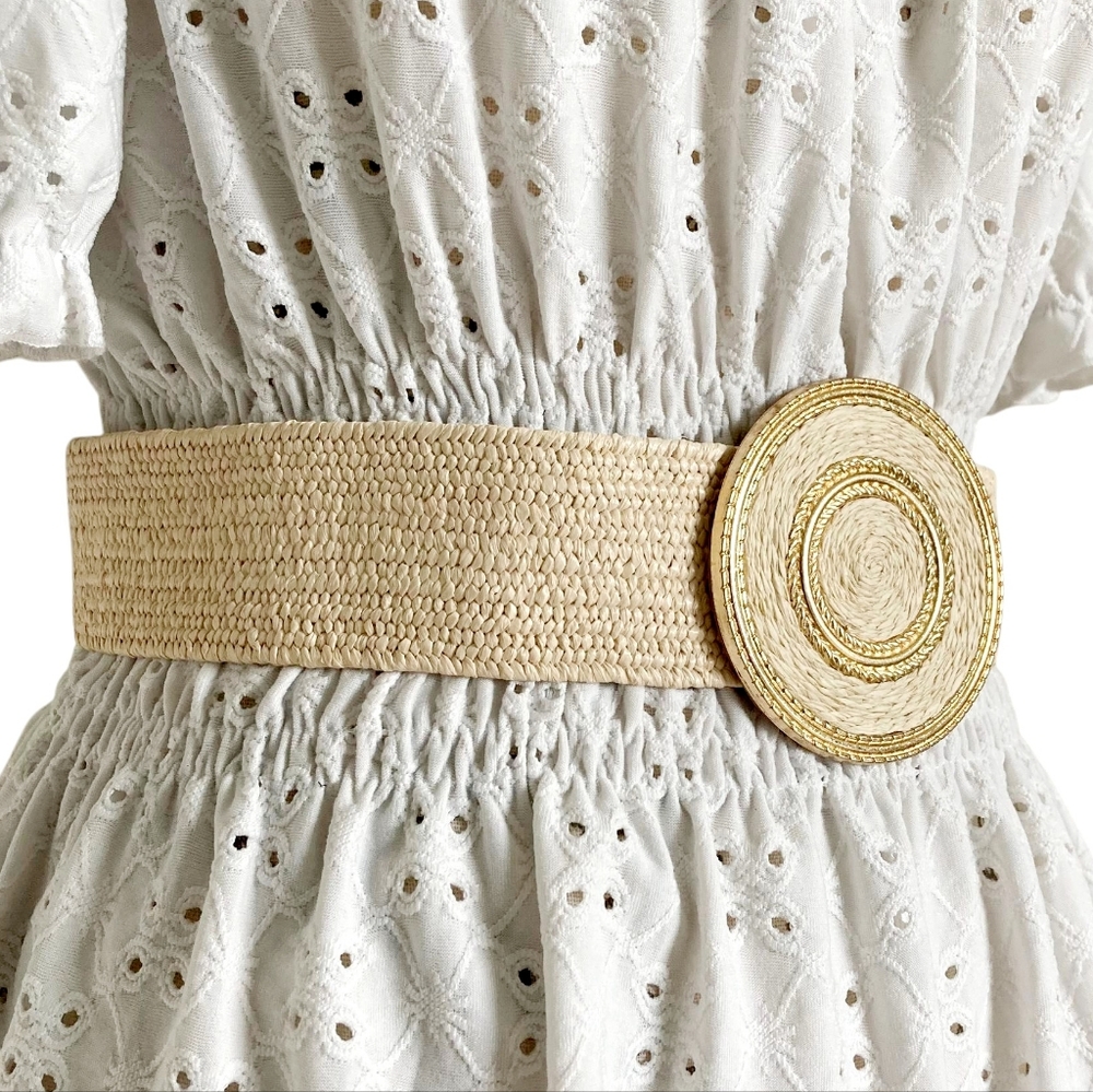 Boho Corset waist Boho Woven dress belt wide stretch elastic summer casual belt - Picture 5 of 14